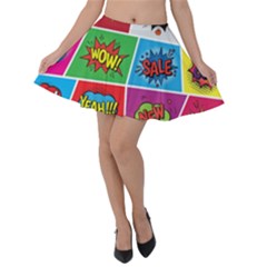 Pop Art Comic Vector Speech Cartoon Bubbles Popart Style With Humor Text Boom Bang Bubbling Expressi Velvet Skater Skirt by Pakemis