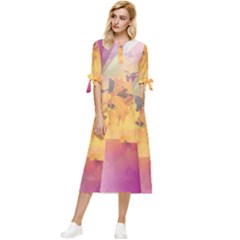 Colorful Nature Bow Sleeve Chiffon Midi Dress by Sparkle