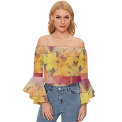 Colorful Nature Off Shoulder Flutter Bell Sleeve Top by Sparkle