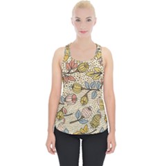 Seamless Pattern With Flower Bird Piece Up Tank Top by Pakemis