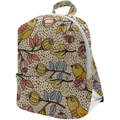 Seamless Pattern With Flower Bird Zip Up Backpack by Pakemis