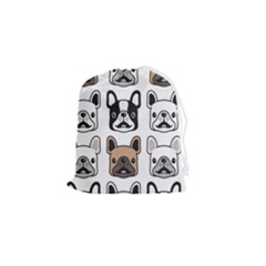 Dog French Bulldog Seamless Pattern Face Head Drawstring Pouch (small) by Pakemis