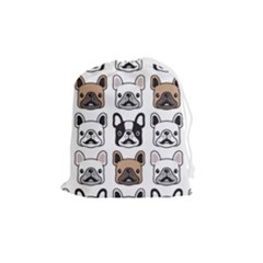 Dog French Bulldog Seamless Pattern Face Head Drawstring Pouch (medium) by Pakemis