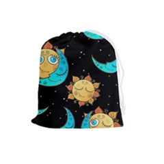 Seamless Pattern With Sun Moon Children Drawstring Pouch (large) by Pakemis