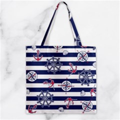 Seamless Marine Pattern Zipper Grocery Tote Bag by Pakemis