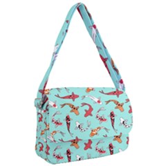 Pattern-with-koi-fishes Courier Bag by Pakemis