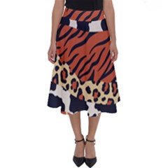 Mixed-animal-skin-print-safari-textures-mix-leopard-zebra-tiger-skins-patterns-luxury-animals-textur Perfect Length Midi Skirt by Pakemis