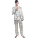 Hand-drawn-cute-flowers-with-leaves-pattern Men s Long Sleeve Satin Pajamas Set View1