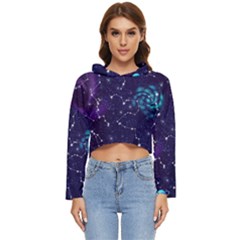 Realistic-night-sky-poster-with-constellations Women s Lightweight Cropped Hoodie by Pakemis