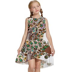 Peacock Graceful Bird Animal Kids  Frill Swing Dress by artworkshop