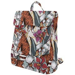 Natural-seamless-pattern-with-tiger-blooming-orchid Flap Top Backpack by Pakemis