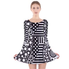 Black And White Long Sleeve Velvet Skater Dress by gasi