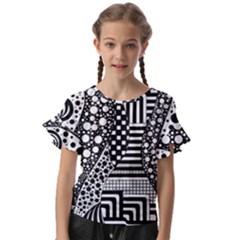 Black And White Kids  Cut Out Flutter Sleeves by gasi