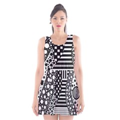 Black And White Scoop Neck Skater Dress by gasi