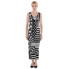 Black And White Fitted Maxi Dress by gasi