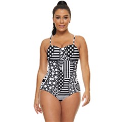 Black And White Retro Full Coverage Swimsuit by gasi