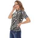 Black and white Women s Short Sleeve Double Pocket Shirt View3