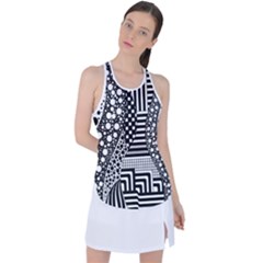 Black And White Racer Back Mesh Tank Top by gasi