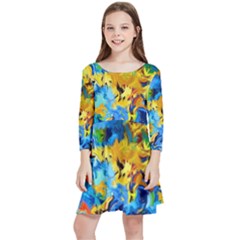 Abstract Art Kids  Quarter Sleeve Skater Dress by gasi