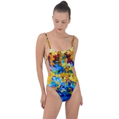 Abstract Art Tie Strap One Piece Swimsuit by gasi