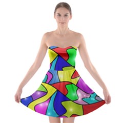 Colorful Abstract Art Strapless Bra Top Dress by gasi