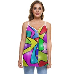 Colorful Abstract Art Casual Spaghetti Strap Chiffon Top by gasi