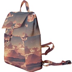 Sunset River Sky Clouds Nature Nostalgic Mountain Buckle Everyday Backpack by Uceng