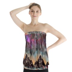 Mountain Space Galaxy Stars Universe Astronomy Strapless Top by Uceng