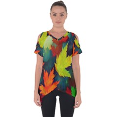 Leaves Foliage Autumn Nature Forest Fall Cut Out Side Drop Tee by Uceng