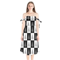 Christmas Tree Xmas Tree Shoulder Tie Bardot Midi Dress by Uceng
