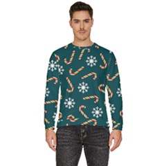 Christmas Seamless Pattern With Candies Snowflakes Men s Fleece Sweatshirt by Uceng