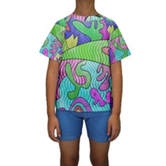 Colorful Stylish Design Kids  Short Sleeve Swimwear by gasi