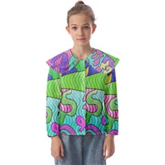 Colorful Stylish Design Kids  Peter Pan Collar Blouse by gasi