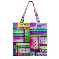 Colorful Pattern Zipper Grocery Tote Bag by gasi