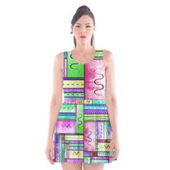 Colorful Pattern Scoop Neck Skater Dress by gasi