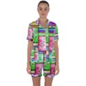 Colorful pattern Satin Short Sleeve Pajamas Set View1