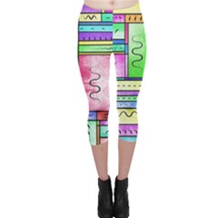 Colorful Pattern Capri Leggings  by gasi