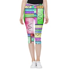 Colorful Pattern Inside Out Lightweight Velour Capri Leggings  by gasi