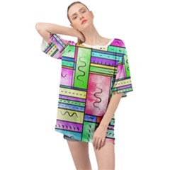 Colorful Pattern Oversized Chiffon Top by gasi