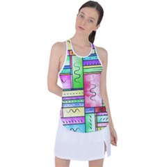 Colorful Pattern Racer Back Mesh Tank Top by gasi