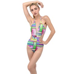 Colorful Pattern Plunging Cut Out Swimsuit by gasi