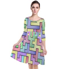 Colorful Stylish Design Quarter Sleeve Waist Band Dress by gasi