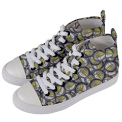 Gong Instrument Motif Pattern Women s Mid-top Canvas Sneakers by dflcprintsclothing