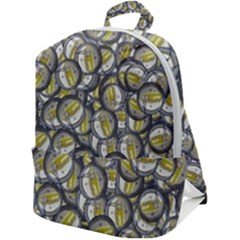 Gong Instrument Motif Pattern Zip Up Backpack by dflcprintsclothing