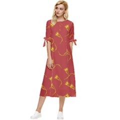 Background Pattern Texture Design Bow Sleeve Chiffon Midi Dress by Ravend