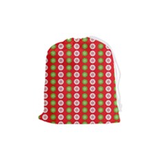 Festive Pattern Christmas Holiday Drawstring Pouch (medium) by Ravend