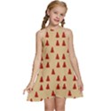 Red Christmas Tree Brown Kids  Halter Collar Waist Tie Chiffon Dress View1