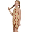 Red Christmas Tree Brown Kids  Halter Collar Waist Tie Chiffon Dress View2