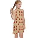 Red Christmas Tree Brown Kids  Halter Collar Waist Tie Chiffon Dress View3