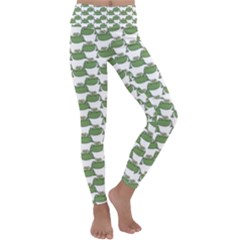 Funny Frog Cartoon Drawing Motif Pattern Kids  Lightweight Velour Classic Yoga Leggings by dflcprintsclothing